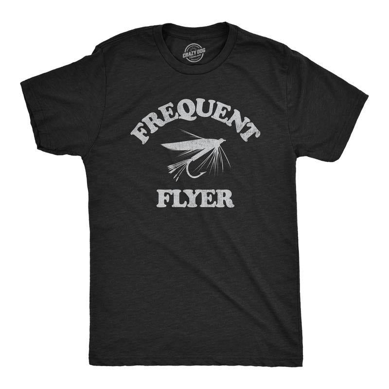 Mens Frequent Flyer T Shirt Funny Fly Fishing Lovers Fisherman Tee For Guys Mens Funny T Shirts Cool Tees Soft Stylish...