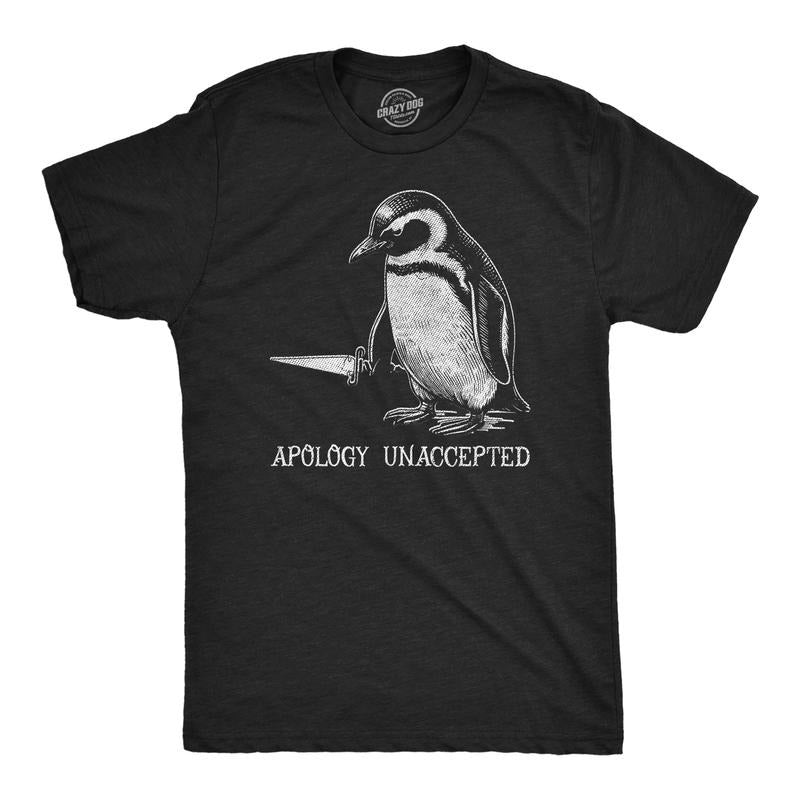 Mens Funny T Shirts Apology Unaccepted Sarcastic Penguin Graphic Novelty Tee for Men Mens Funny T Shirts Cool Tees Soft...