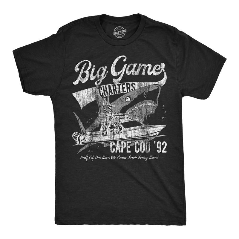 Mens Funny T Shirts Big Game Charters Sarcastic Fishing Graphic Tee For Men Mens Funny T Shirts Cool Tees Soft Stylish...