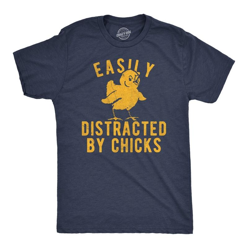 Mens Funny T Shirts Easily Distracted By Chicks Sarcastic Easter Graphic Novelty Tee For Men Mens Funny T Shirts Cool...