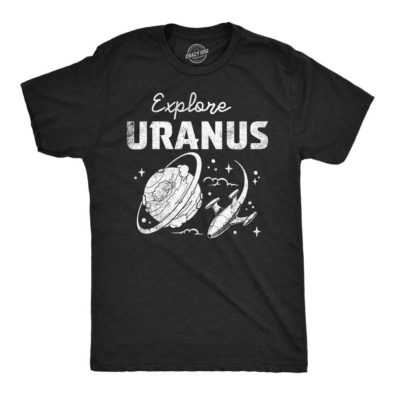 Mens Funny T Shirts Explore Uranus Sarcastic Space Graphic Tee for Men Mens Funny T Shirts Cool Tees Soft Stylish Casual...