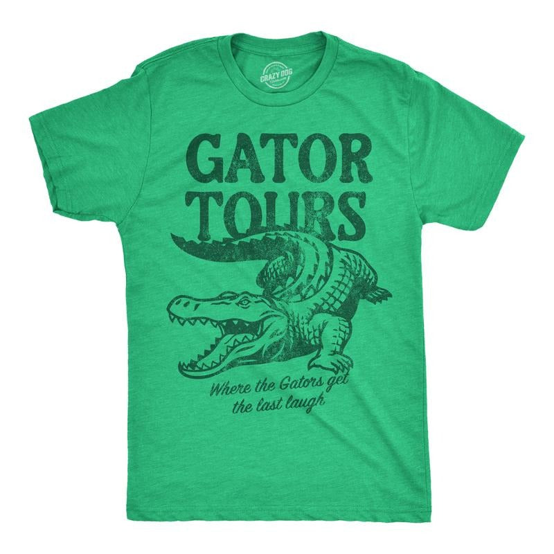 Mens Funny T Shirts Gator Tours Sarcastic Alligator Graphic Novelty Tee For Men Mens Funny T Shirts Cool Tees Soft...