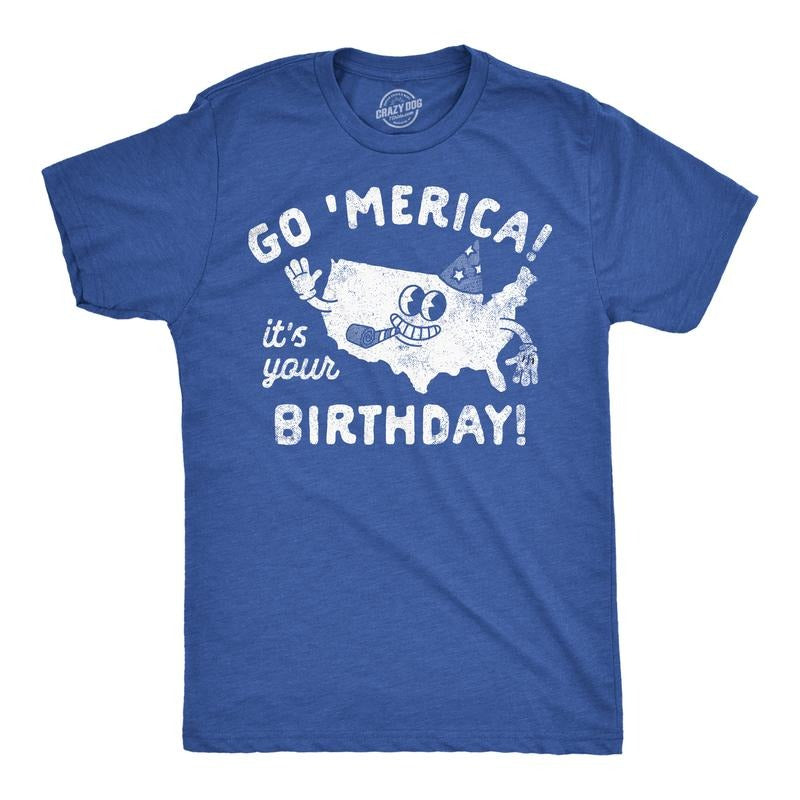 Mens Funny T Shirts Go Merica Its Your Birthday Sarcastic Fourth Of July Graphic Tee For Men Mens Funny T Shirts Cool...