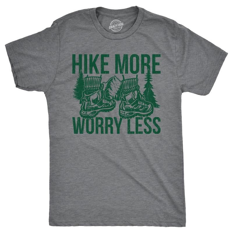 Mens Funny T Shirts Hike More Worry Less Sarcastic Nature Graphic Novelty Tee For Men Mens Funny T Shirts Cool Tees Soft...