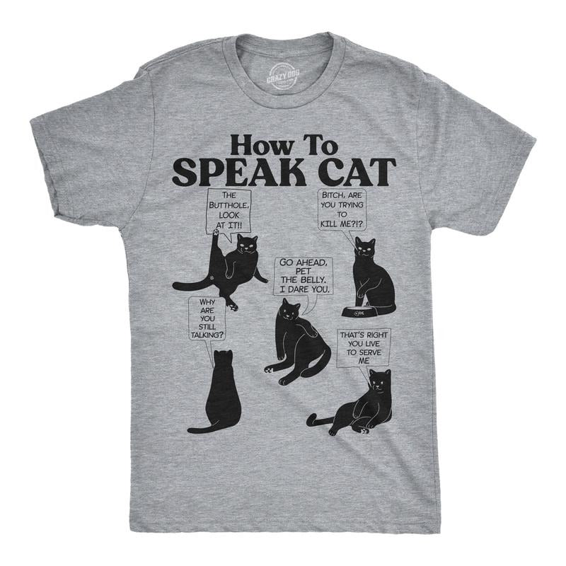 Mens Funny T Shirts How To Speak Cat Sarcastic Kitten Joke Novelty Tee For Men Mens Funny T Shirts Cool Tees Soft Stylish...