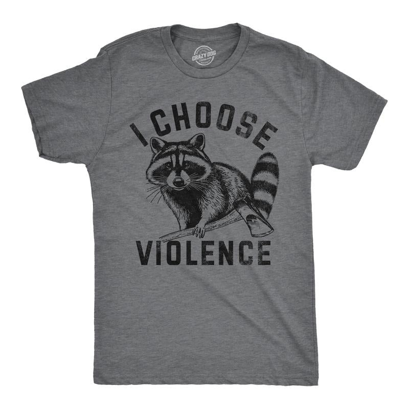 Mens Funny T Shirts I Choose Violence Sarcastic Raccoon Graphic Novelty Tee For Men Mens Funny T Shirts Cool Tees Soft...