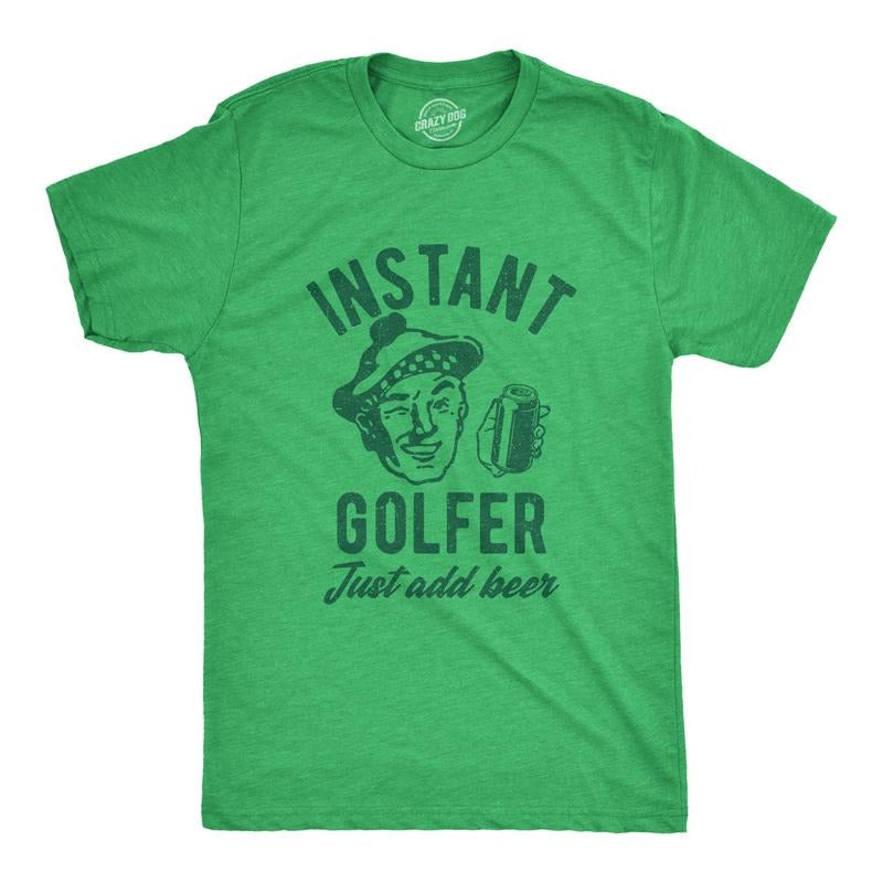 Mens Funny T Shirts Instant Golfer Just Add Beer Sarcastic Golfing Graphic Drinking Novelty Tee For Men Mens Funny T...