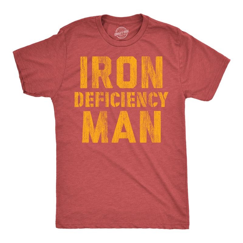 Mens Funny T Shirts Iron Deficiency Man Sarcastic Super Hero Tee for Men Mens Funny T Shirts Cool Tees Soft Stylish...