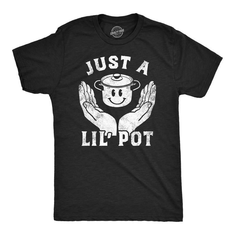 Mens Funny T Shirts Just A Lil Pot Sarcastic 420 Graphic Tee For Men Mens Funny T Shirts Cool Slimming Tees with Plus...