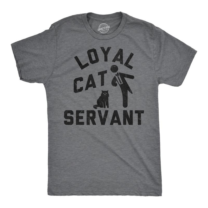 Mens Funny T Shirts Loyal Cat Servant Sarcastic Kitten Lovers Graphic Novelty Tee for Men Mens Funny T Shirts Cool Tees...