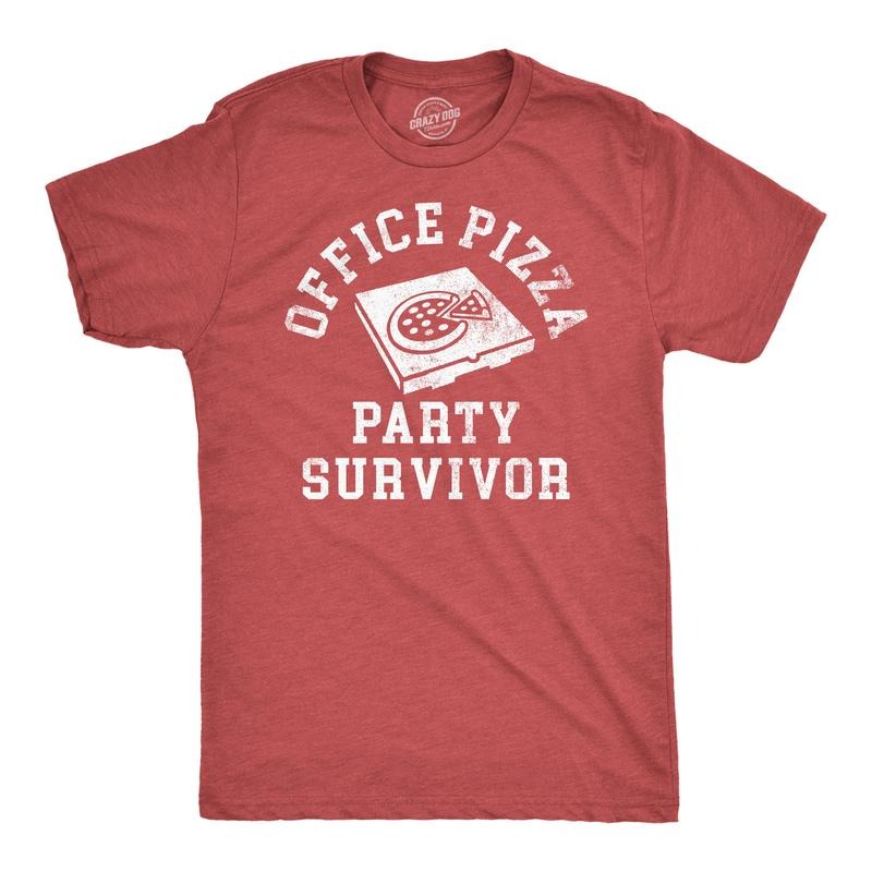 Mens Funny T Shirts Office Pizza Party Survivor Sarcastic Job Novelty Tee For Men Mens Funny T Shirts Cool Tees Soft...