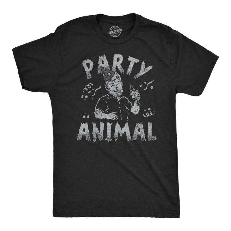 Mens Funny T Shirts Party Animal Sarcastic Halloween Werewolf Graphic Tee For Men Mens Funny T Shirts Cool Tees Soft...