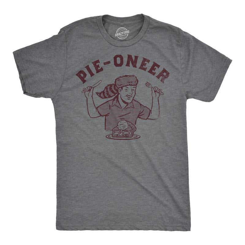 Mens Funny T Shirts Pie Oneer Sarcastic Pies Graphic Novelty Food Tee for Men Mens Funny T Shirts Cool Tees Soft Stylish...