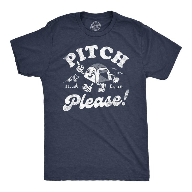 Mens Funny T Shirts Pitch Please Sarcastic Camping Graphic Tee For Men Mens Funny T Shirts Cool Tees Soft Stylish Casual...