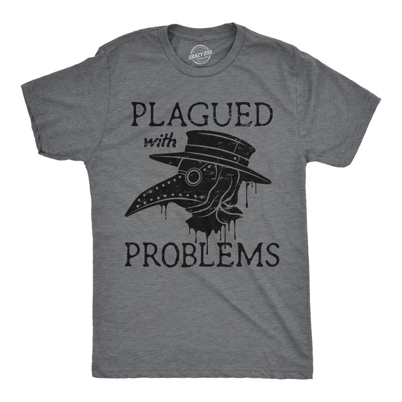 Mens Funny T Shirts Plagued With Problems Sarcastic Graphic Novelty Tee For Men Mens Funny T Shirts Cool Tees Soft...