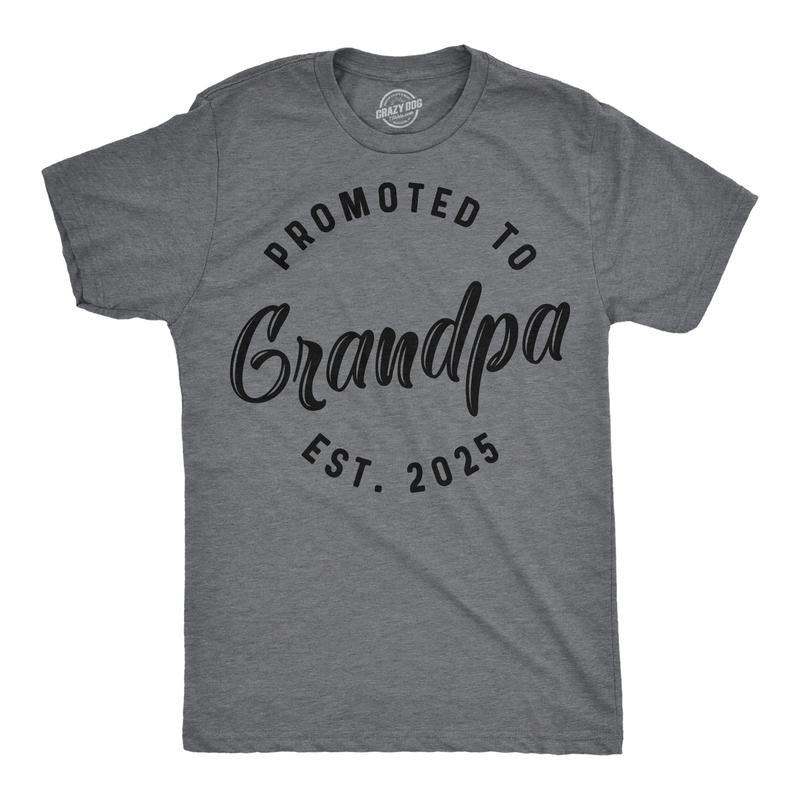 Mens Funny T Shirts Promoted To Grandpa 2025 Sarcastic Family New Baby Graphic Tee For Men Mens Funny T Shirts Cool Tees...