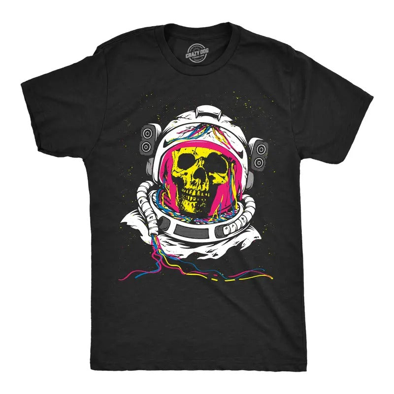 Mens Funny T Shirts Rainbow Astronaut Skull Cool Graphic Tee for Men Mens Funny T Shirts Cool Tees Soft Stylish Casual...
