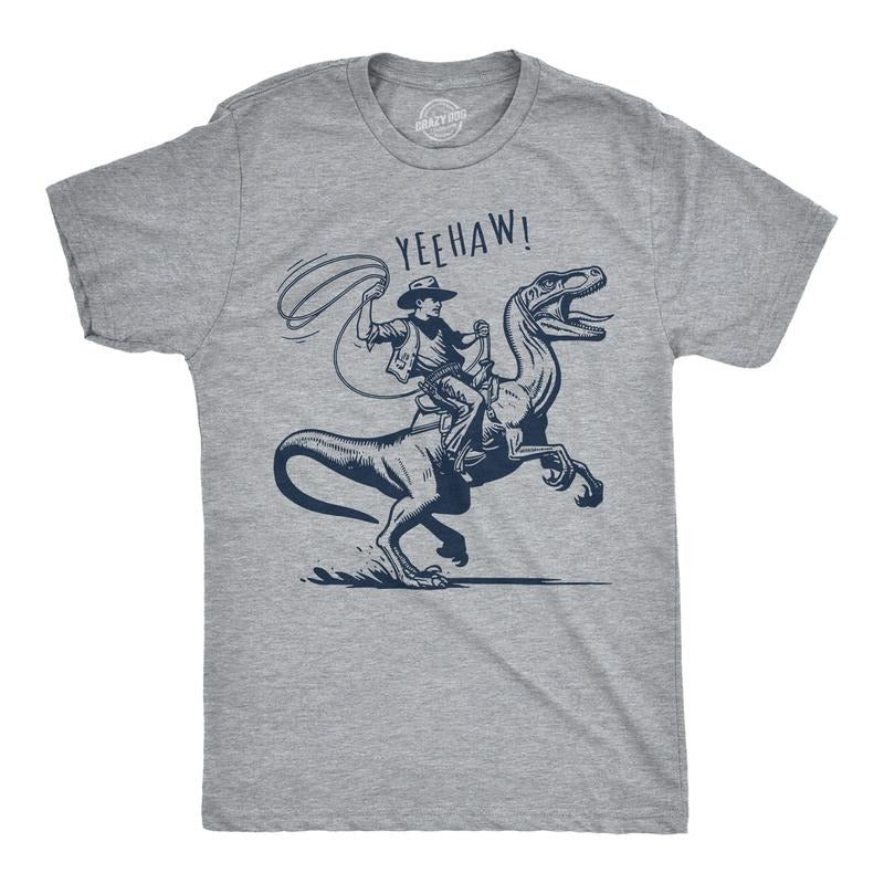 Mens Funny T Shirts Raptor Wrangler Sarcastic Dino Graphic Novelty Tee For Men Mens Funny T Shirts Cool Tees Soft Stylish...