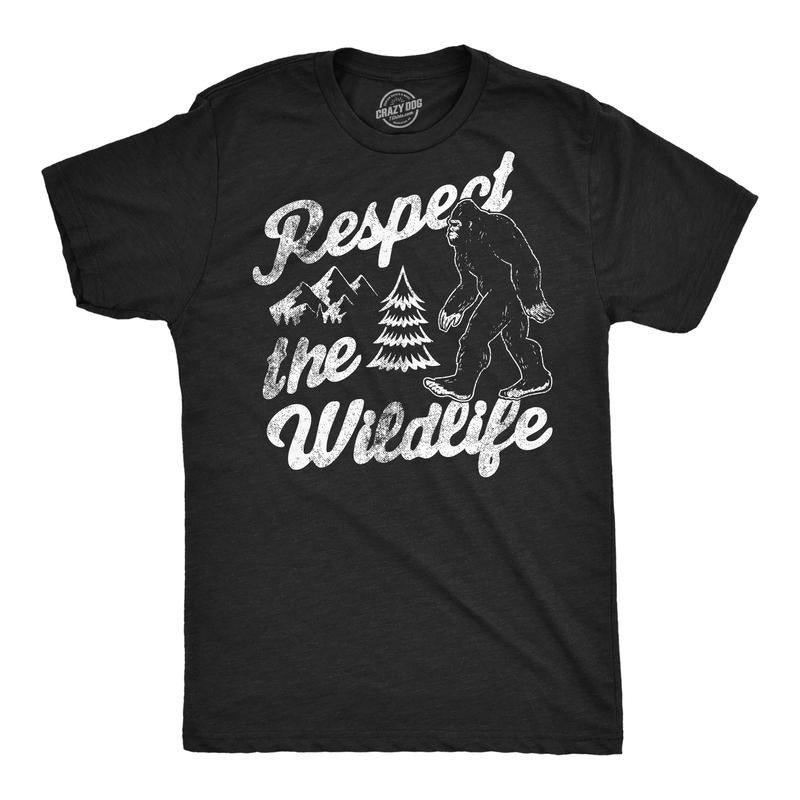 Mens Funny T Shirts Respect The Wildlife Sarcastic Bigfoot Sasquatch Graphic Novelty Tee For Men Mens Funny T Shirts Cool...