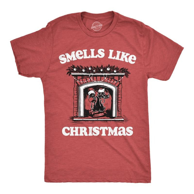Mens Funny T Shirts Smells Like Christmas Sarcastic Santa Claus Graphic Novelty Tee For Men Mens Funny T Shirts Cool Tees...
