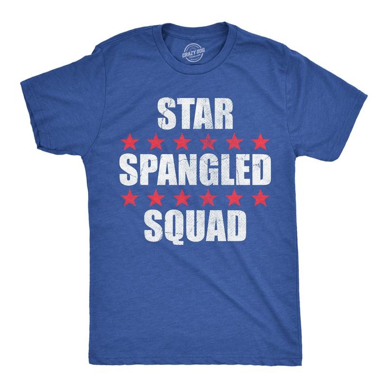 Mens Funny T Shirts Star Spangled Squad Sarcastic Fourth Of July Graphic Novelty Tee For Men Mens Funny T Shirts Cool...