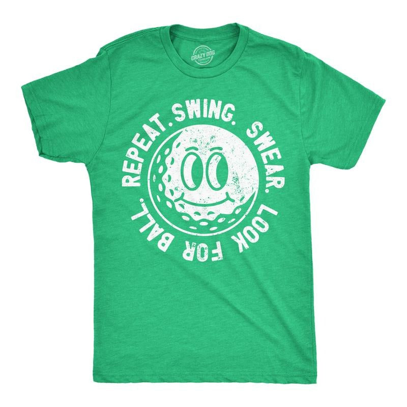 Mens Funny T Shirts Swing Swear Look For Ball Repeat Sarcastic Golfing Graphic Novelty Tee For Men Mens Funny T Shirts...