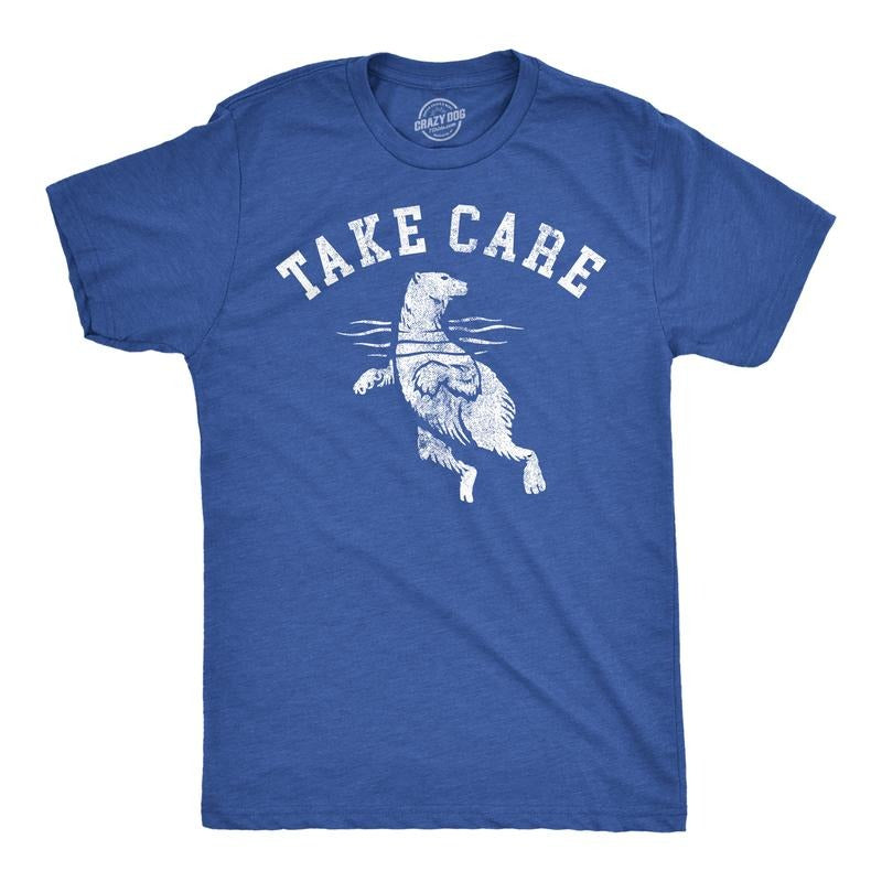 Mens Funny T Shirts Take Care Polar Bear Sarcastic Graphic Novelty Tee For Men Mens Funny T Shirts Cool Tees Soft Stylish...
