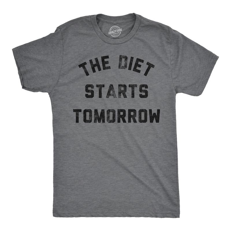 Mens Funny T Shirts The Diet Starts Tomorrow Sarcastic Food Novelty Tee for Men Mens Funny T Shirts Cool Tees Soft...
