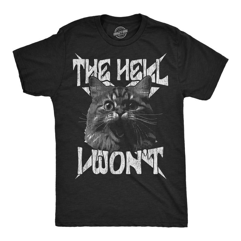 Mens Funny T Shirts The Hell I Wont Crazy Cat Graphic Tee For Men Mens Funny T Shirts Cool Tees Soft Stylish Casual...