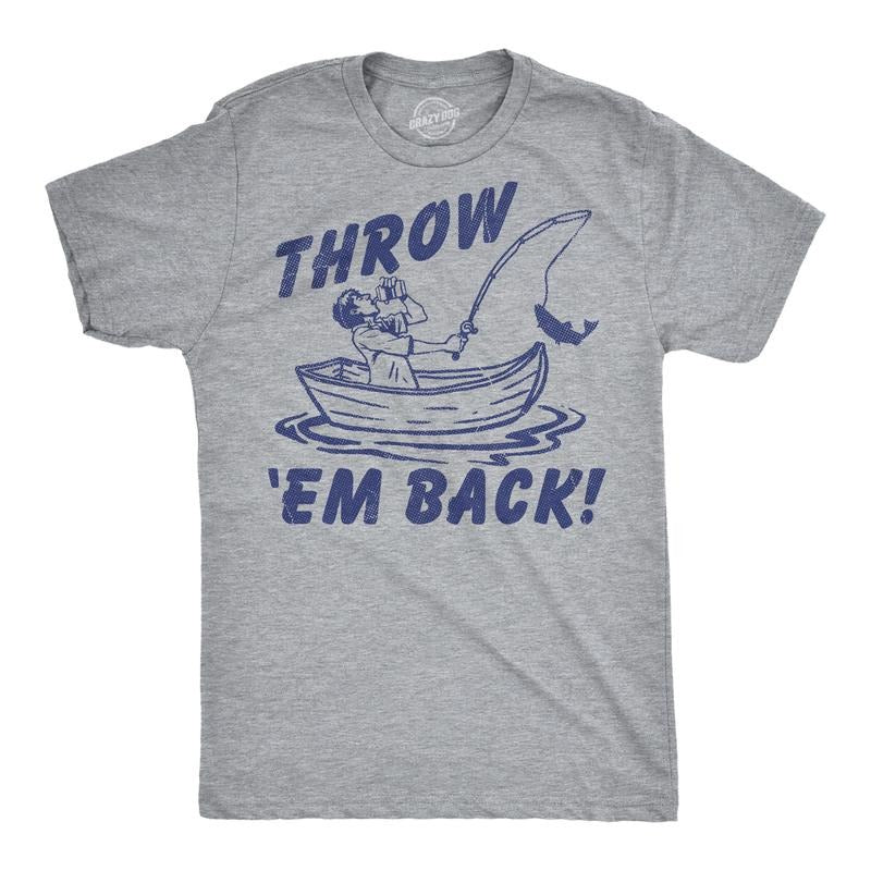 Mens Funny T Shirts Throw Em Back Sarcastic Fishing Graphic Novelty Drinking Tee For Men Mens Funny T Shirts Cool Tees...