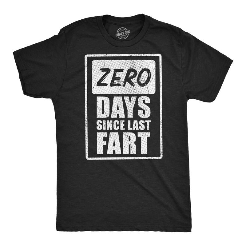 Mens Funny T Shirts Zero Days Since Last Fart Sarcastic Farting Graphic Novelty Tee For Men Mens Funny T Shirts Cool Tees...