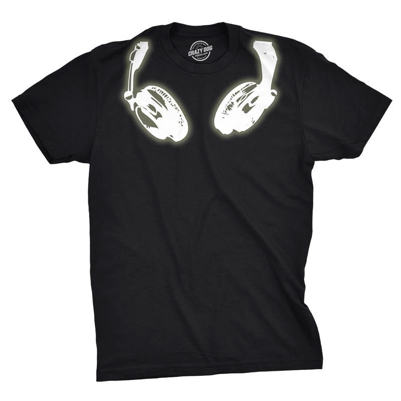 Mens Glow In the Dark Headphones T shirt Cool Music Lover DJ Funny Graphic Tee Mens Funny T Shirts Cool Tees Soft Stylish...