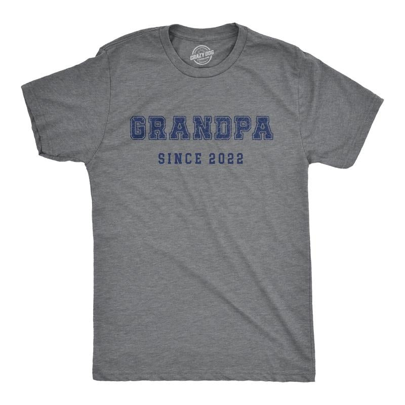 Mens Grandpa Since 2022 Tshirt Funny New Grandfather Graphic Novelty Tee For Guys Mens Funny T Shirts Cool Tees Soft...