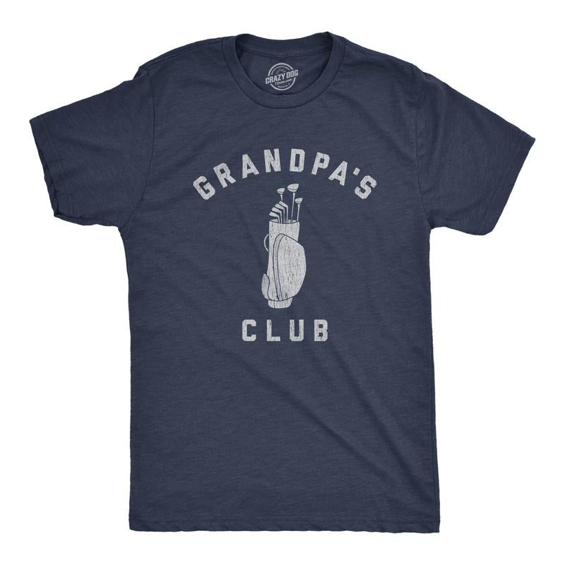 Mens Grandpa's Club T Shirt Funny Grandfather Golf Lover Gift For Gramps Novelty Tee Mens Funny T Shirts Cool Tees Soft...