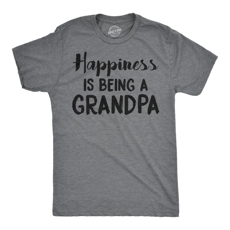 Mens Happiness Is Being a Grandpa Funny Papa Family Graphic Fathers Day T shirt Mens Funny T Shirts Cool Tees Soft...
