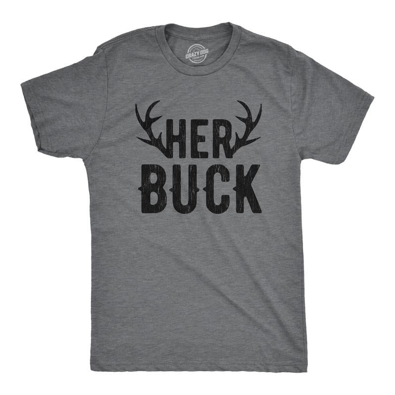 Mens Her Buck T shirt Funny Deer Hunting Couples Relationship Gift for Hunters Mens Funny T Shirts Cool Tees Soft Stylish...