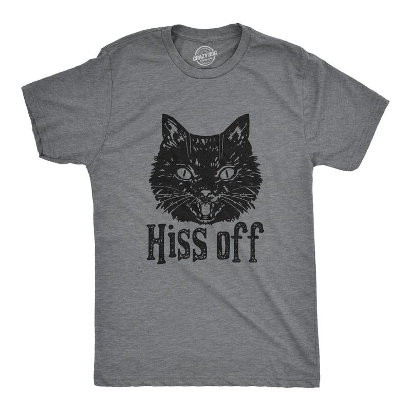 Mens Hiss Off T Shirt Funny Angry Hissing Aggressive Cat T Shirt For Guys Mens Funny T Shirts Cool Tees Soft Stylish...
