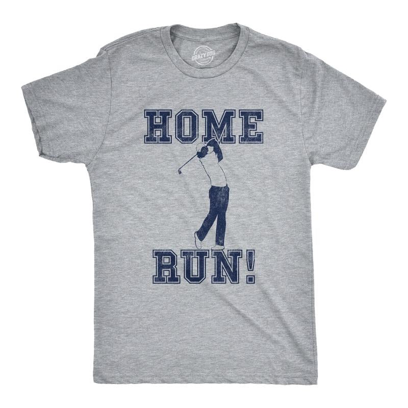Mens Home Run Golf T Shirt Funny Sarcastic Sports Tee Mens Funny T Shirts Cool Tees Soft Stylish Casual Menswear Golf...