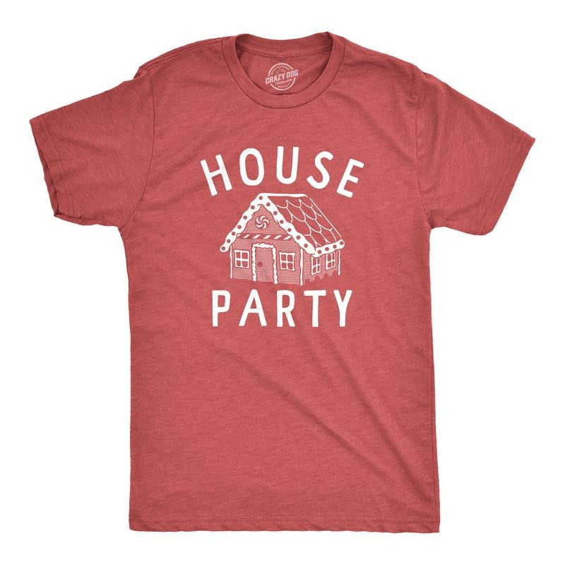 Mens House Party T Shirt Funny Xmas Gingerbread Cookie Decoration Joke Tee For Guys Mens Funny T Shirts Cool Tees Soft...