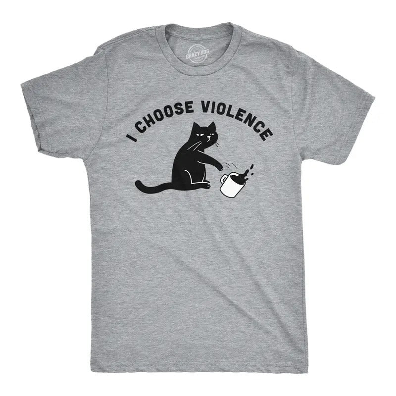 Mens I Choose Violence Funny T Shirts Saracastic Cat Graphic Tee For Men Mens Funny T Shirts Cool Tees Soft Stylish...