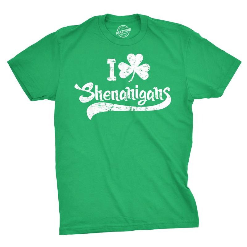 Mens I Clover Shenanigans T Shirt Funny Irish Clover St Saint Patricks Day Tee Mens Funny T Shirts Cool Tees Soft Stylish...