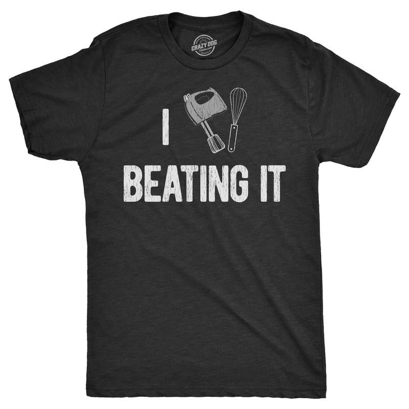 Mens I Heart Beating It T Shirt Funny Chef Cooking Baking Lovers Tee For Guys Mens Funny T Shirts Cool Tees Soft Stylish...