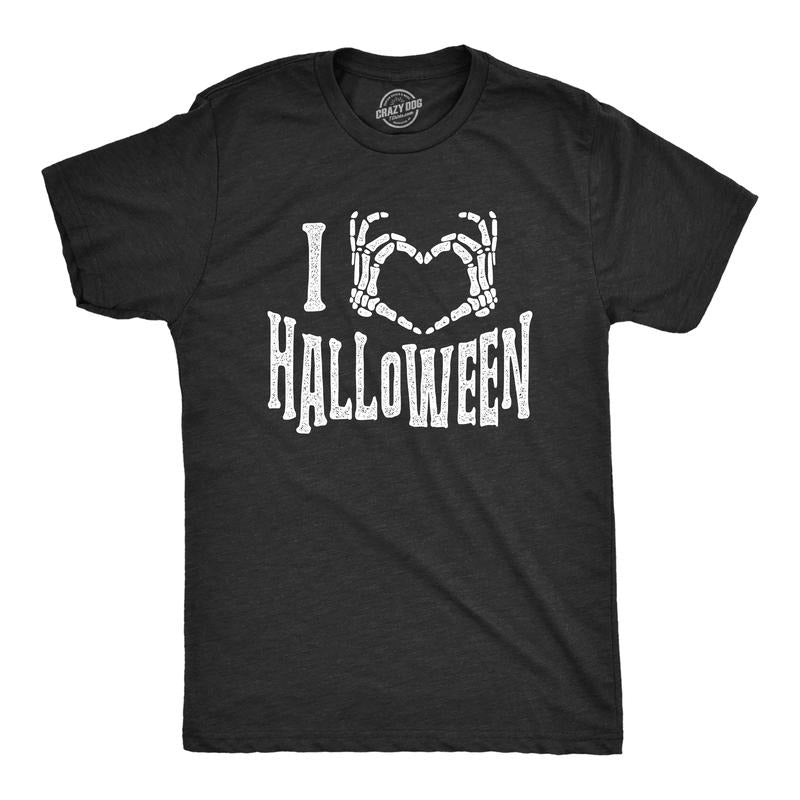 Mens I Heart Halloween T Shirt Funny Love Skeleton Heart Hands Graphic Tee Mens Funny T Shirts Cool Tees Soft Stylish...