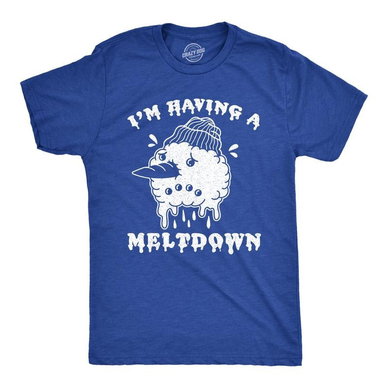 Mens I'm Having A Meltdown T Shirt Funny Winter Snowman Anxiety Novelty Tee Mens Funny T Shirts Cool Tees Soft Stylish...