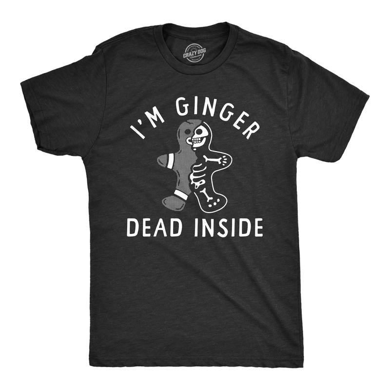Mens Im Ginger Dead Inside T Shirt Funny Xmas Cookie Skeleton Tee For Guys Mens Funny T Shirts Cool Tees Soft Stylish...