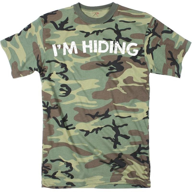 Mens Im Hiding Camo T Shirt Funny Sarcastic Military Hunting Novelty Dad Joke Mens Funny T Shirts Cool Tees Soft Stylish...