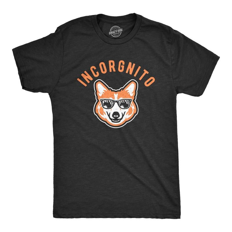 Mens Incorgnito T Shirt Funny Incognito Corgi Graphic Pet Dog Puppy Animal Lover Novelty Tee Mens Funny T Shirts Cool...