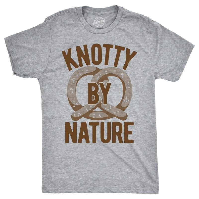 Mens Knotty By Nature T Shirt Funny Salted Soft Pretzel Joke Tee For Guys Mens Funny T Shirts Cool Tees Soft Stylish...