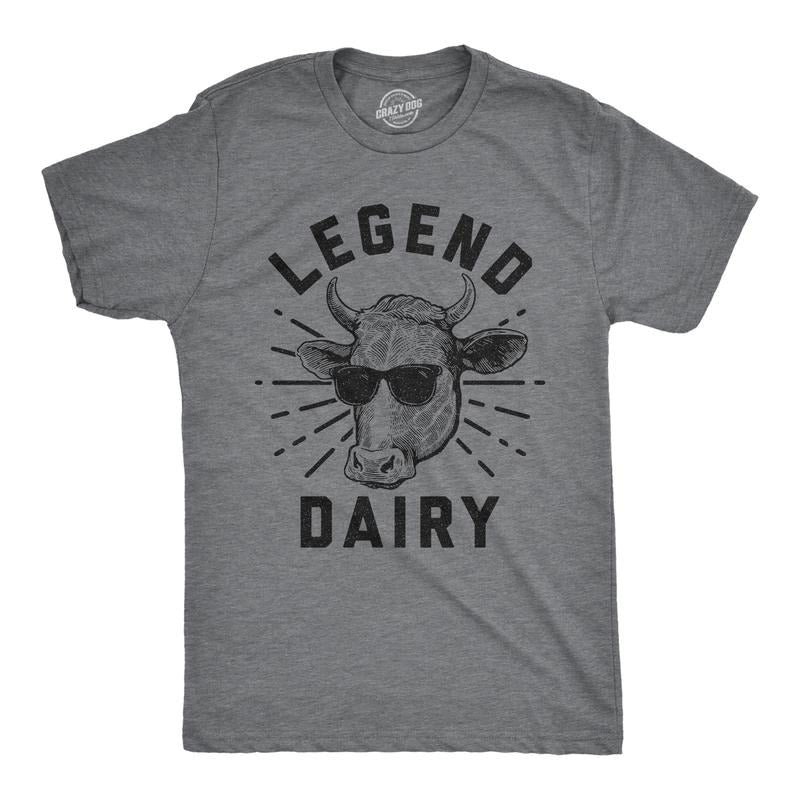 Mens Legend Dairy T Shirt Funny Cow Sunglasses Graphic Novelty Tee Mens Funny T Shirts Cool Tees Soft Stylish Casual...