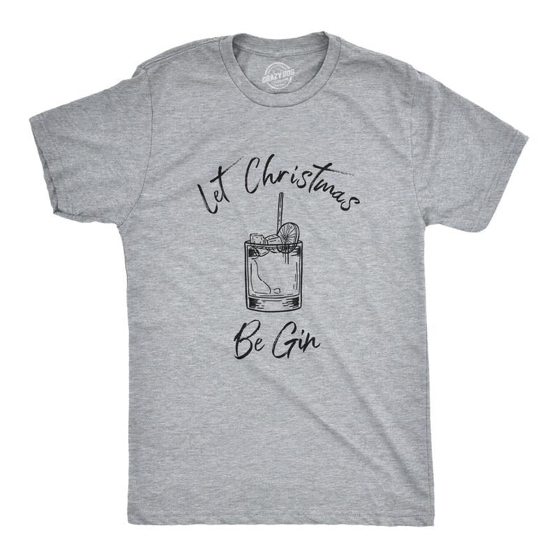 Mens Let Christmas Be Gin Tshirt Funny Holiday Xmas Party Drinking Graphic Tee Mens Funny T Shirts Cool Tees Soft Stylish...